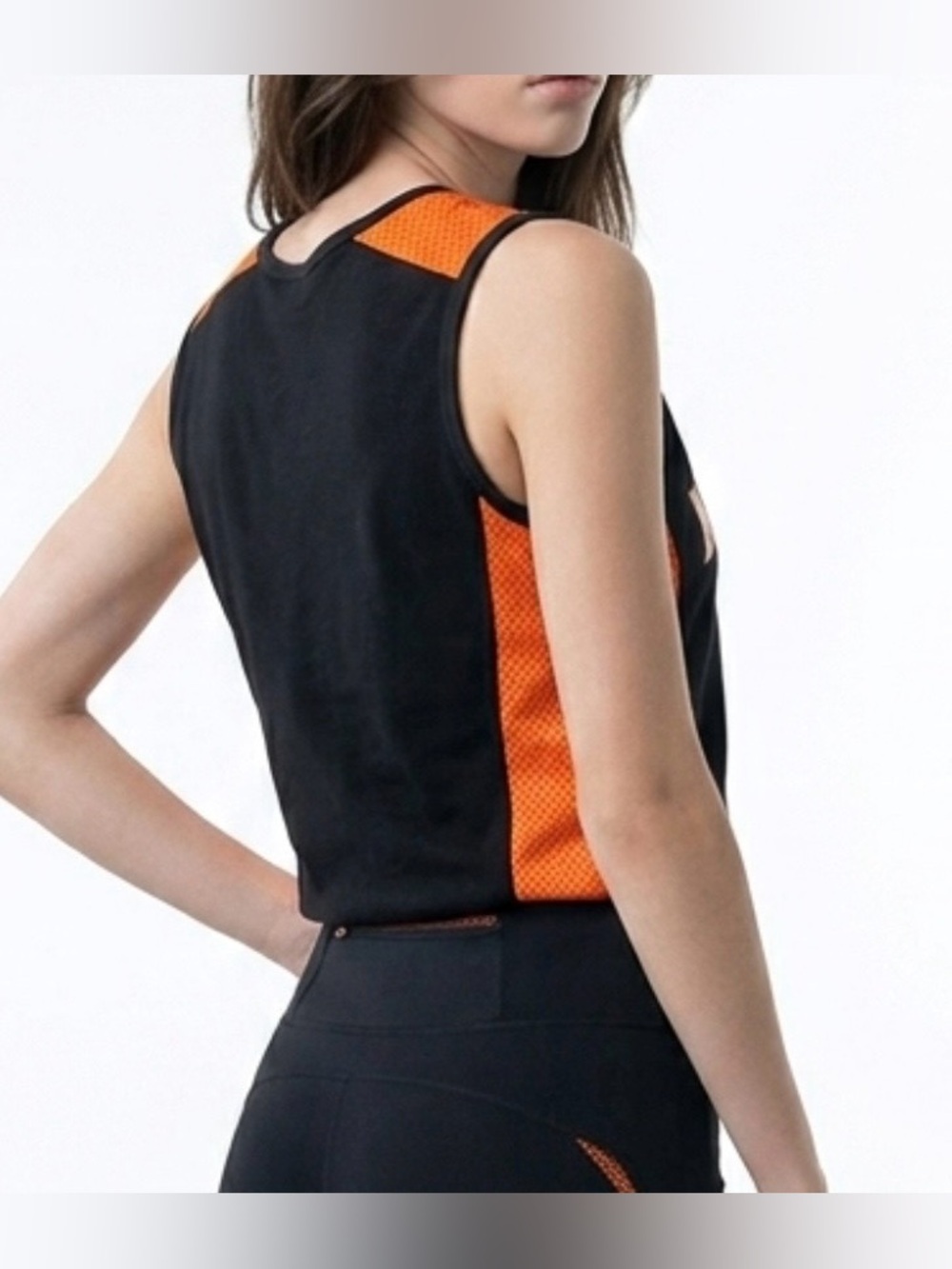 HARLEY DAVIDSON Woman’s Black & Orange Embroidered Label Zip-Up Sleeveless Top - Picture 3 of 5
